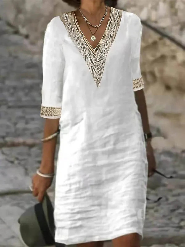 Mistfall Cotton-Linen Relaxed Fit Casual Dress