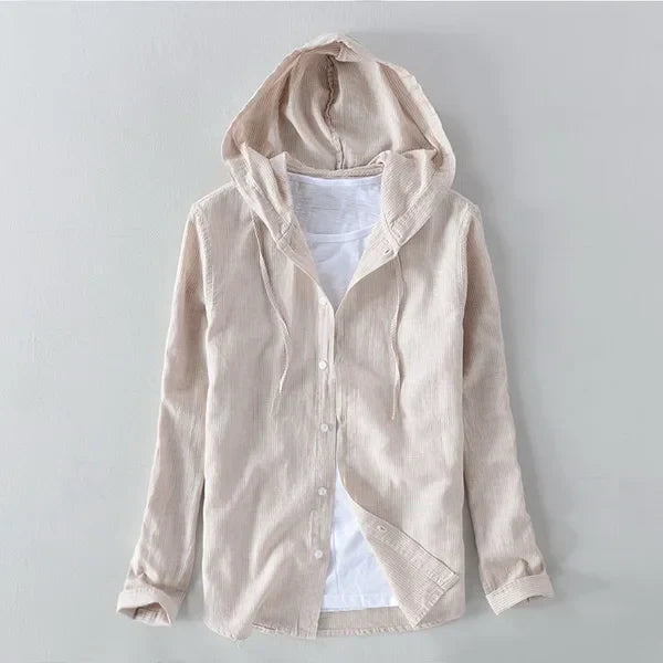 Mistfall Horizon Linen Hooded Shirt