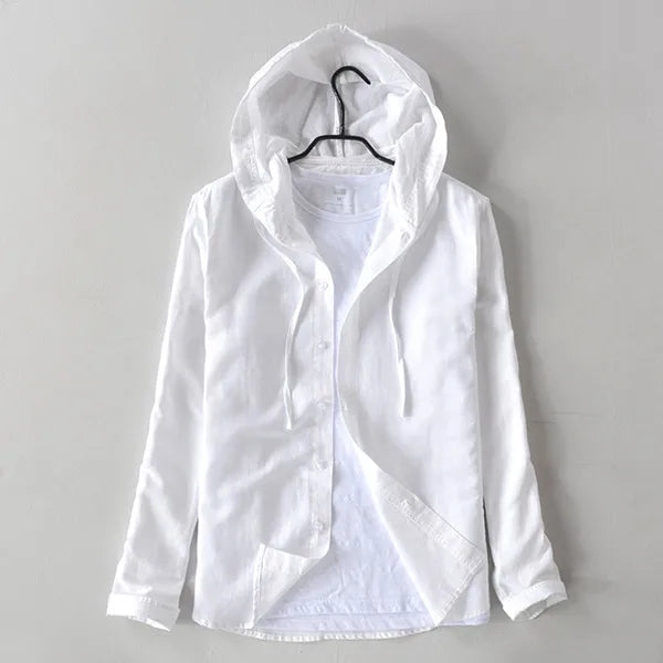 Mistfall Horizon Linen Hooded Shirt