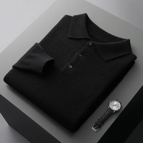Mistfall Pure Cashmere Long Sleeve Polo Shirt – Men's/Women's