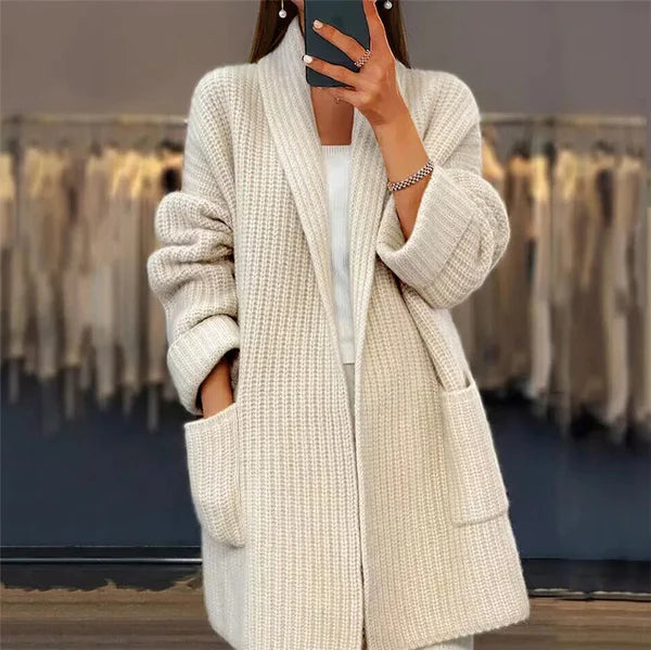 Mistfall Luxe Cardigan Elegant Ribbed Knit