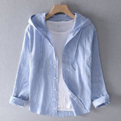 Mistfall Coastal Breeze Hooded Linen Shirt