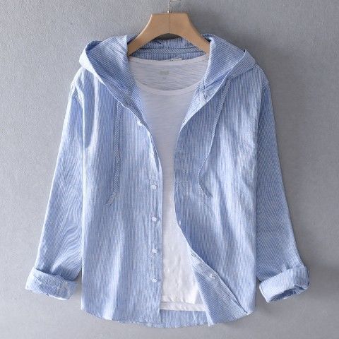 Mistfall Coastal Breeze Hooded Linen Shirt