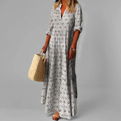 Mistfall Nostalgia Print Cotton Maxi Dress