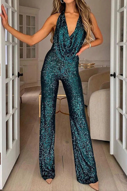 MISTFALL | Glitter Jumpsuit – Sequin halter jumpsuit for parties