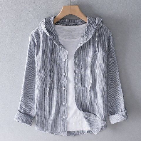 Mistfall Coastal Breeze Hooded Linen Shirt