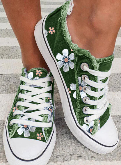 Mistfall Flora Canvas Shoes – Floral lace-up sneakers in soft canvas