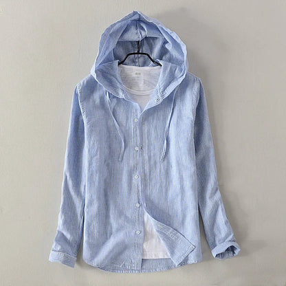 Mistfall Horizon Linen Hooded Shirt