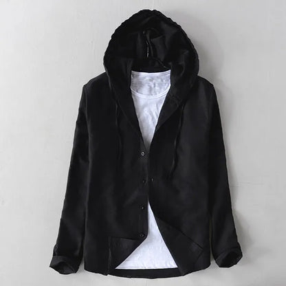 Mistfall Horizon Linen Hooded Shirt