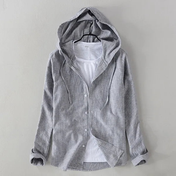 Mistfall Horizon Linen Hooded Shirt