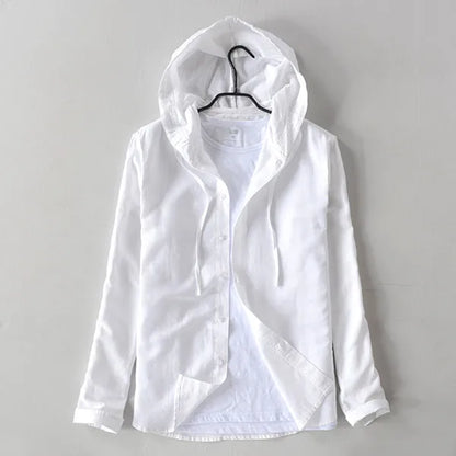 Mistfall Horizon Linen Hooded Shirt